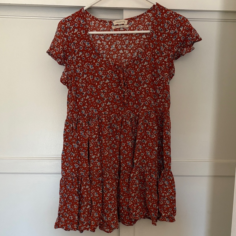 Urban Outfitters Red and Blue Floral Blouse